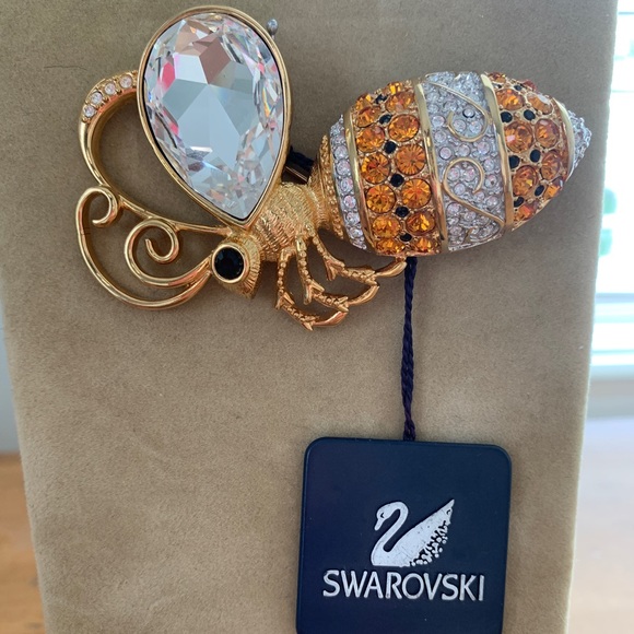 Swarovski brooch/ golden bee with Swarovski stones. stamped in the back. Vintage - Picture 2 of 6